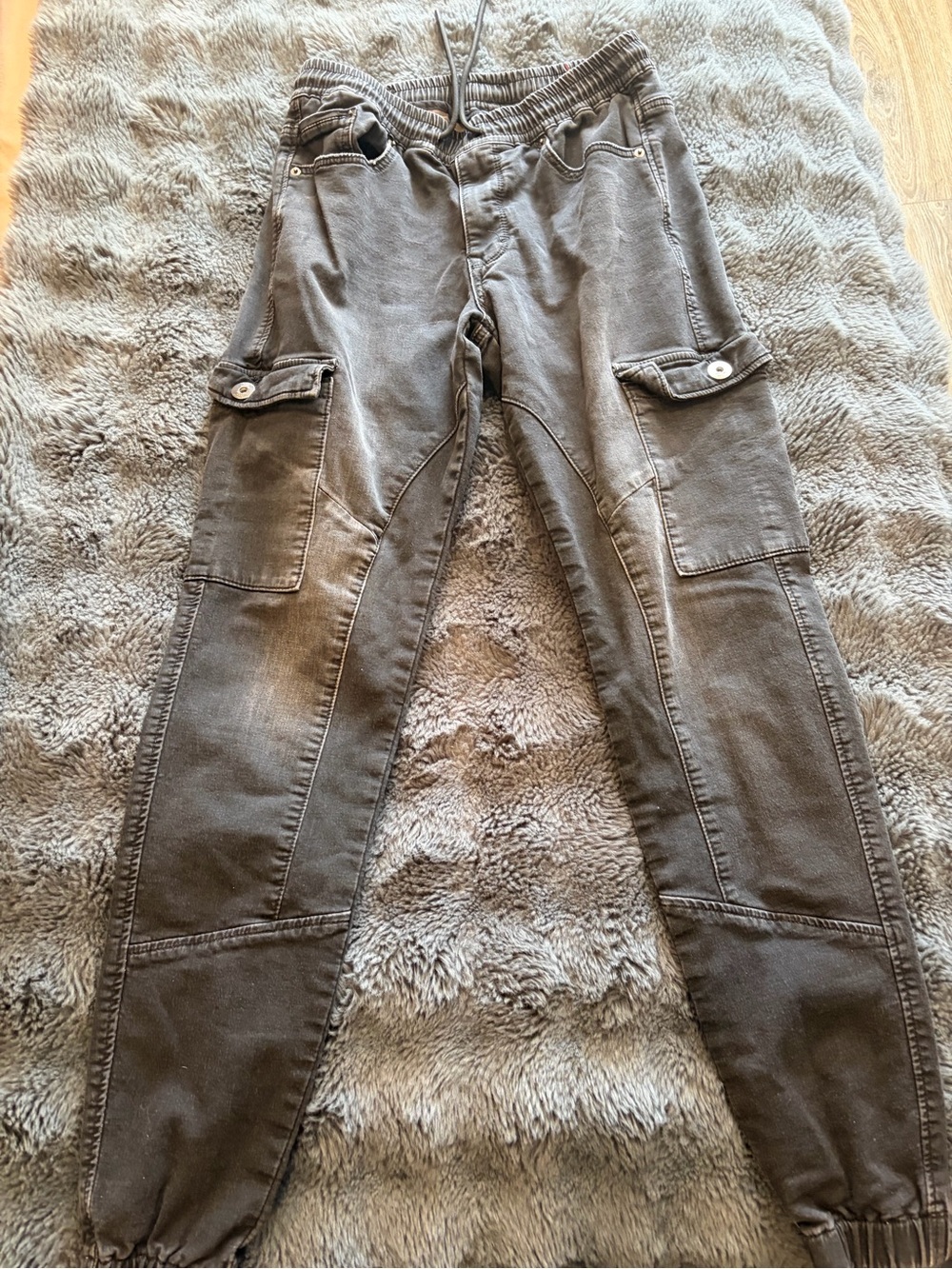 Lee Cooper Black Elastic Waist Cargo Joggers
